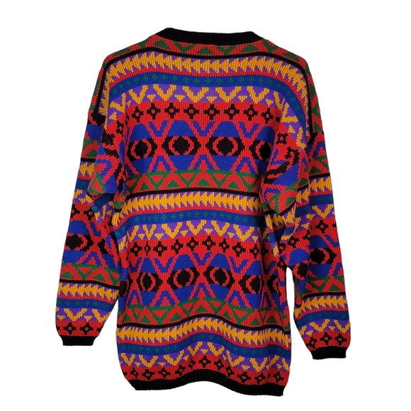 Jessica Robert's Vintage Ski Sweater Cosby Coogi Vibes Knit Geometric Sweater S - Picture 3 of 10